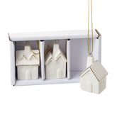 Set of 3 hanging porcelain houses